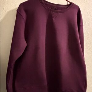 Quince Organic Heavyweight Fleece Purple Crewneck Sweatshirt